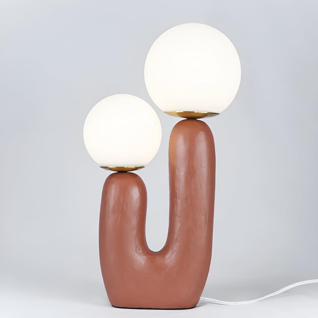 Modern Bedside Table Lamp With Double Glass Globe Design