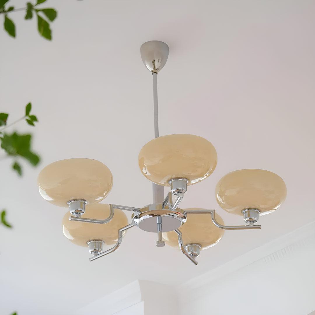Modern Brass Chandelier Light With Bubble Glass Shades