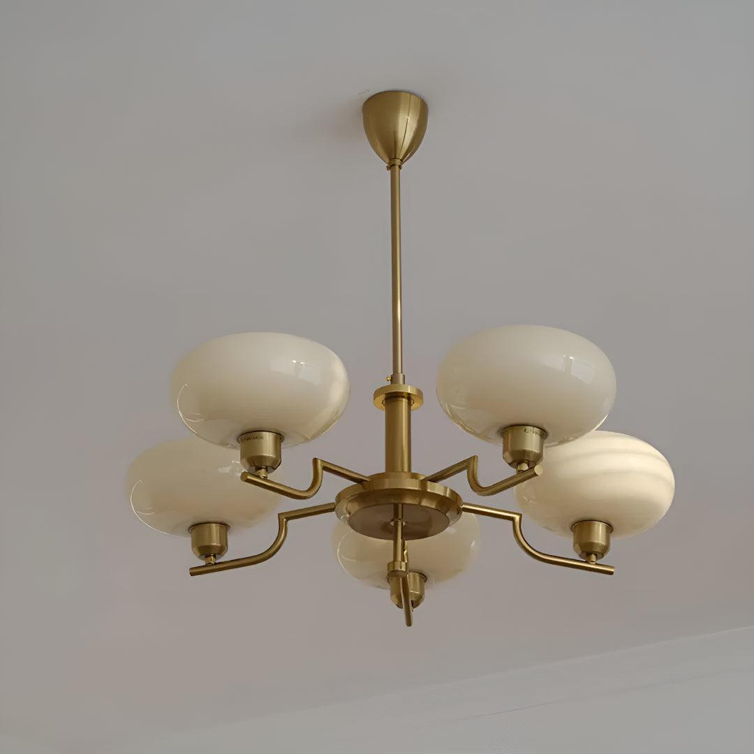 Modern Brass Chandelier Light With Bubble Glass Shades