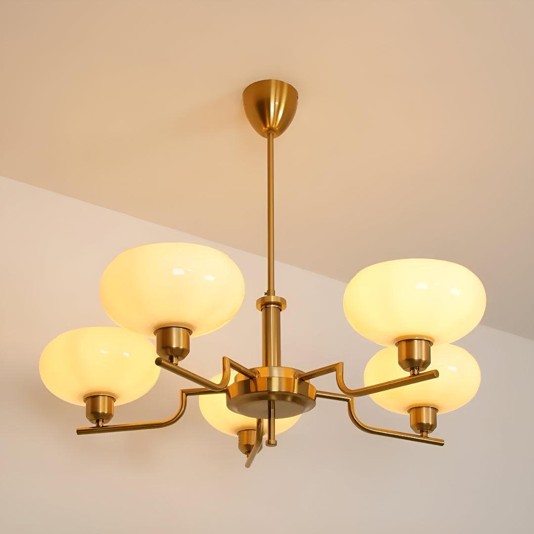 Modern Brass Chandelier Light With Bubble Glass Shades