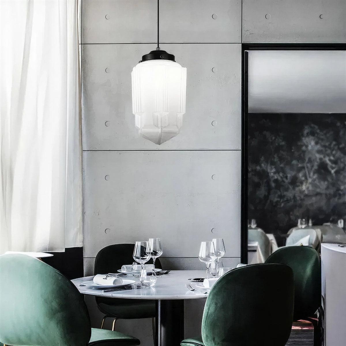 Modern Ceiling Pendant Light With Hanging Geometric Frosted Shade Fixture