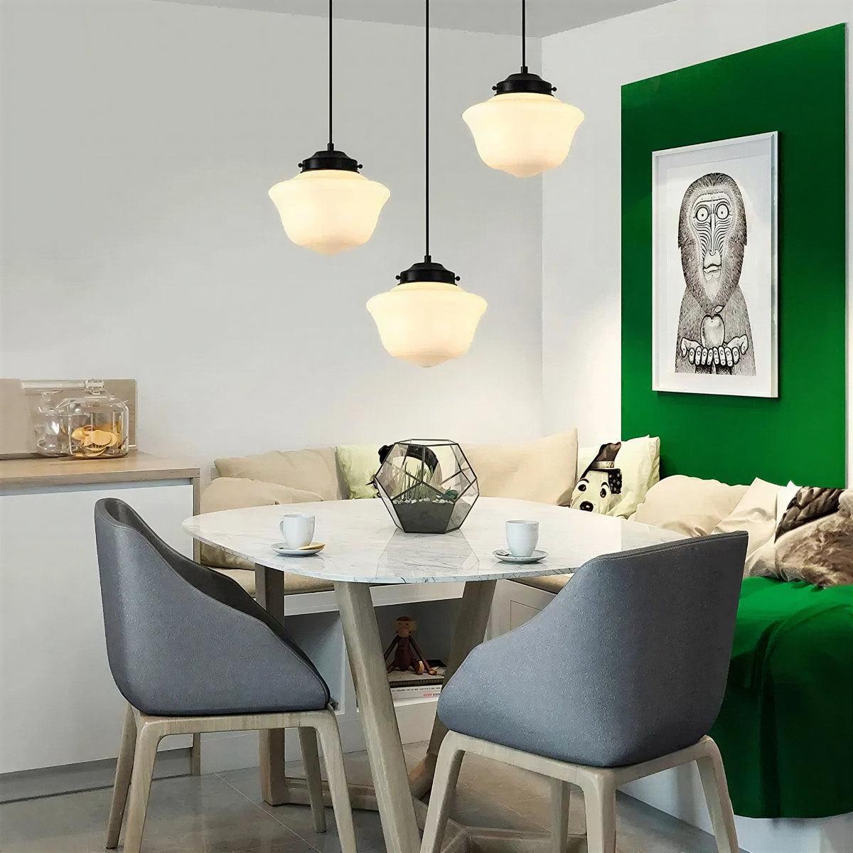 Modern Ceiling Pendant Light With Hanging Geometric Frosted Shade Fixture