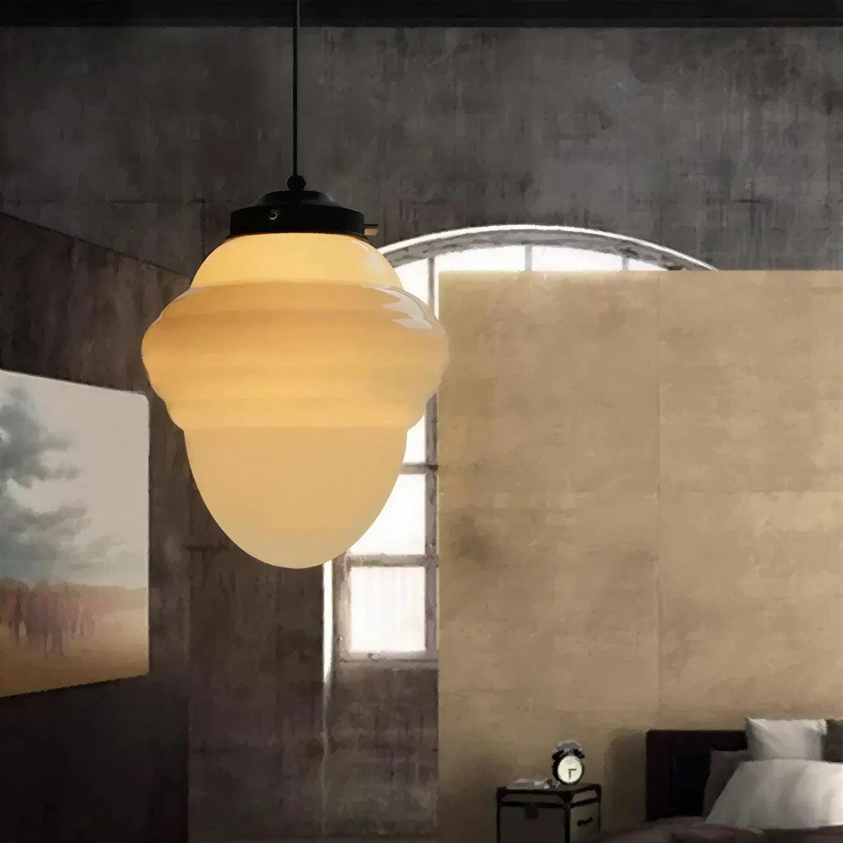 Modern Ceiling Pendant Light With Hanging Geometric Frosted Shade Fixture