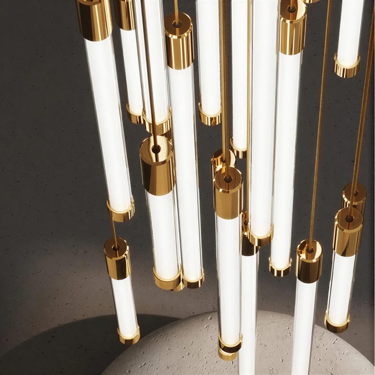Modern Chandelier Light With Dimmable Vertical Tube Pendant Lights