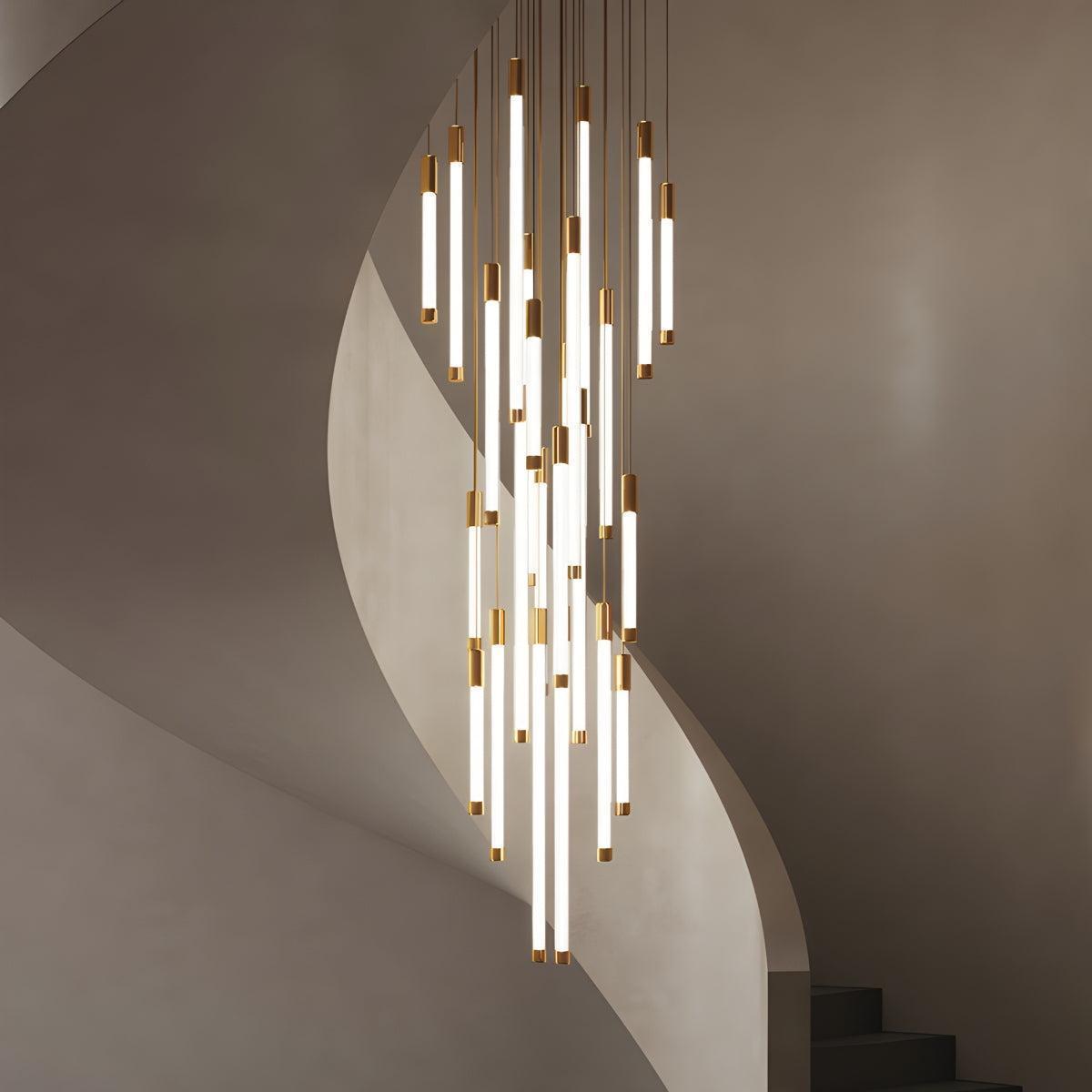 Modern Chandelier Light With Dimmable Vertical Tube Pendant Lights