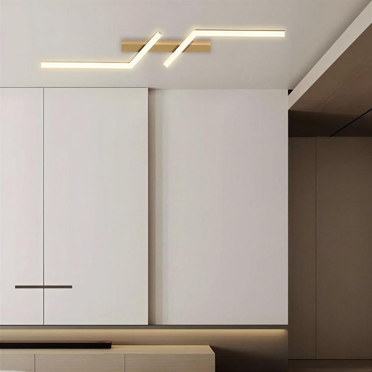Modern Geometric Ceiling Light With Linear Flush Strip Fitting
