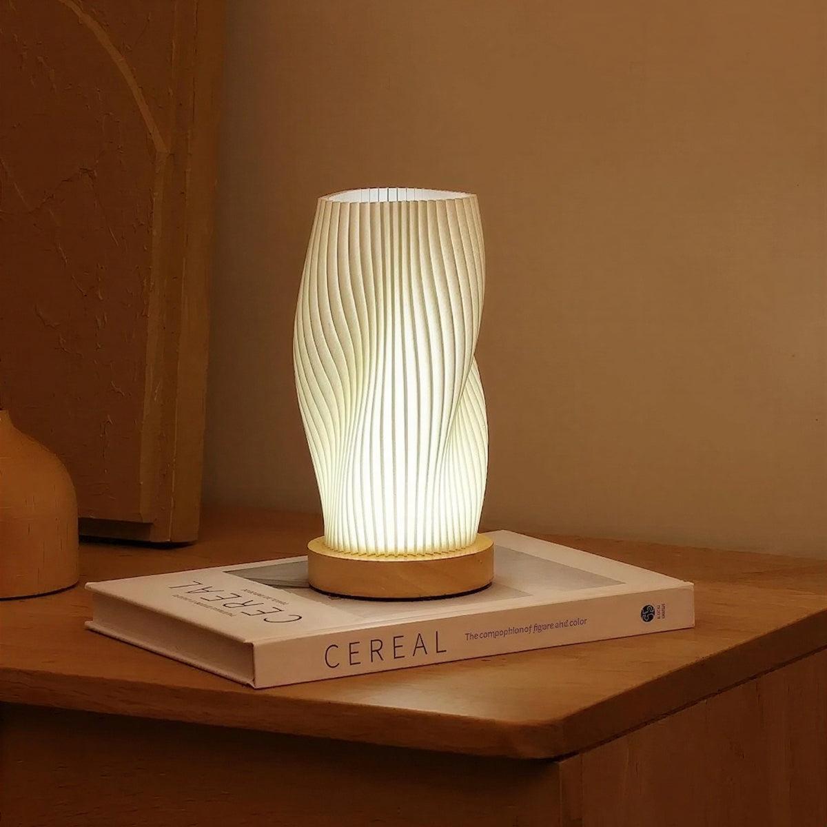 Modern Grated Table Lamp With Curved Wave Style