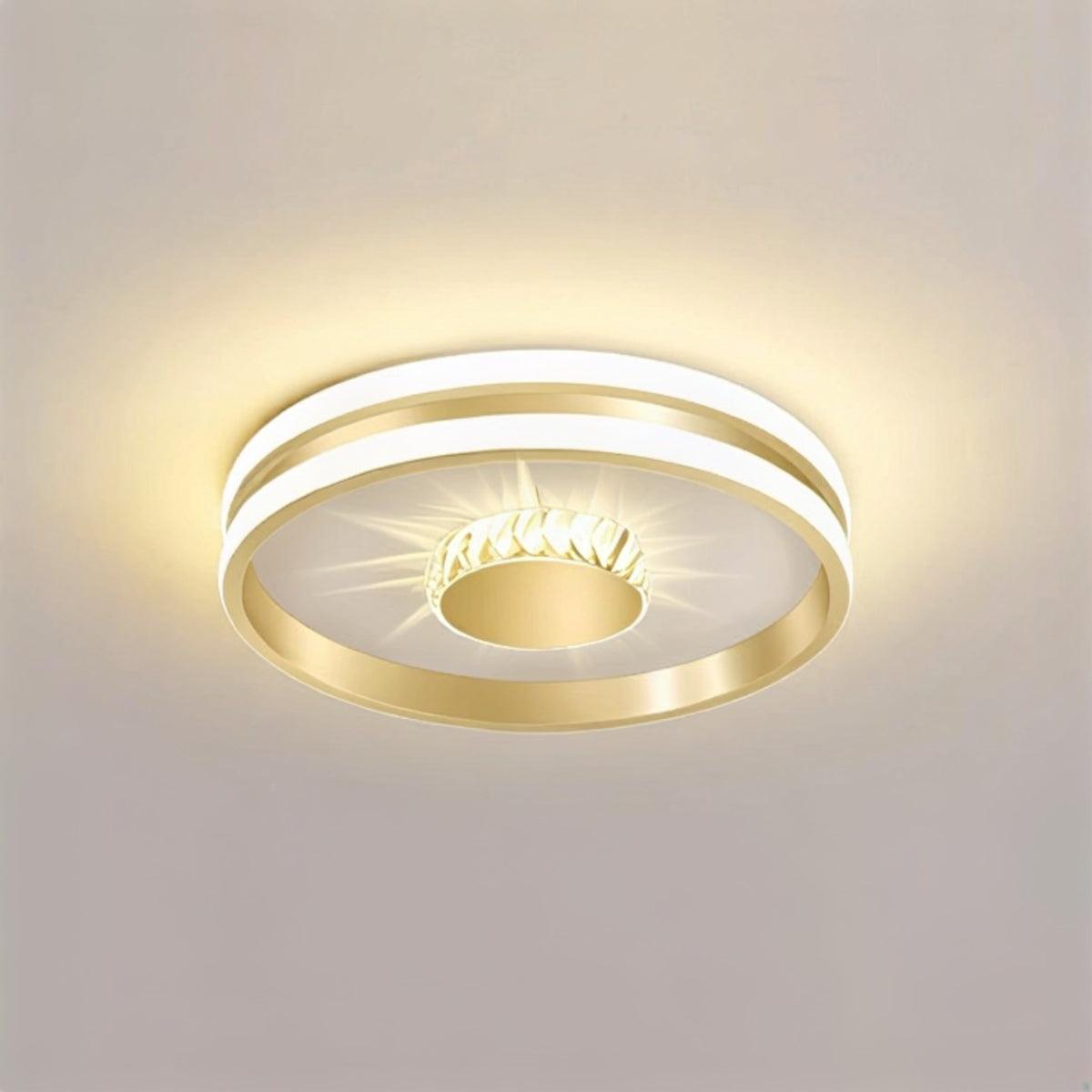 Modern LED Flush Mount Ceiling Light Fixture With Radiant Crystal Prism Accents