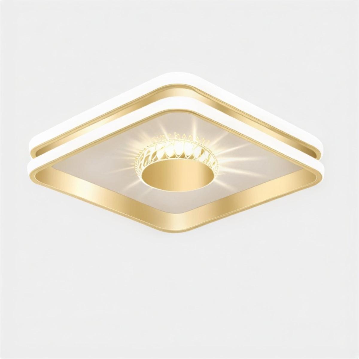 Modern LED Flush Mount Ceiling Light Fixture With Radiant Crystal Prism Accents