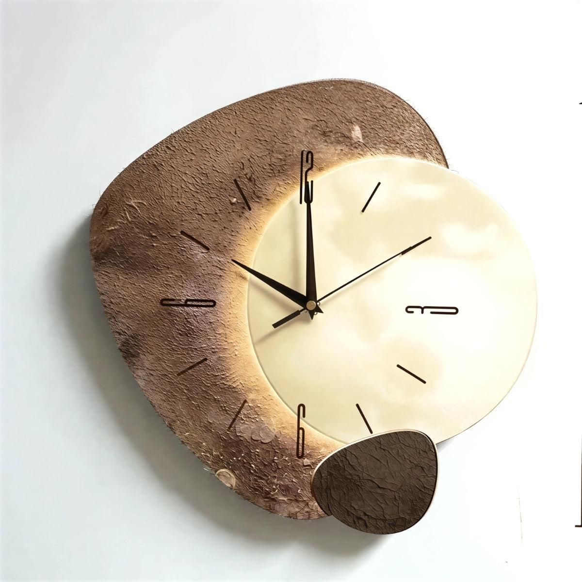Modern Living Room Wall Clock With Silent Minimalist Sculptural Stone Design