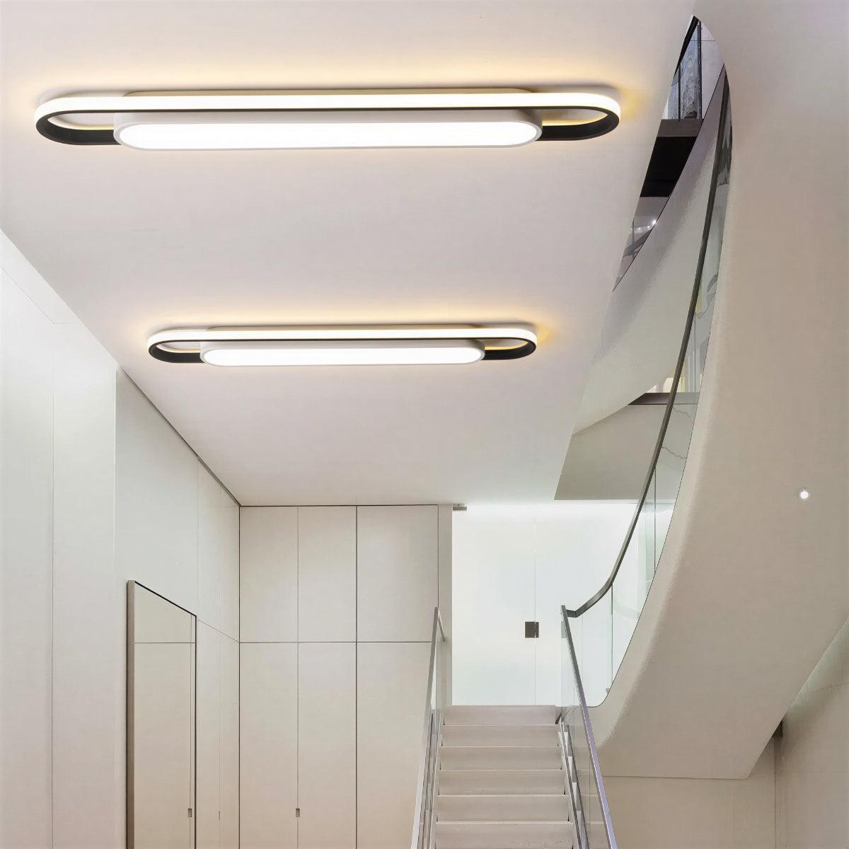 Modern Long Elongated Flush Ceiling Light With Ambient Glow
