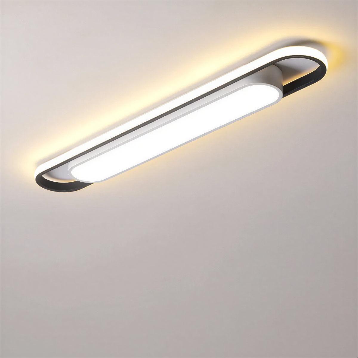 Modern Long Elongated Flush Ceiling Light With Ambient Glow