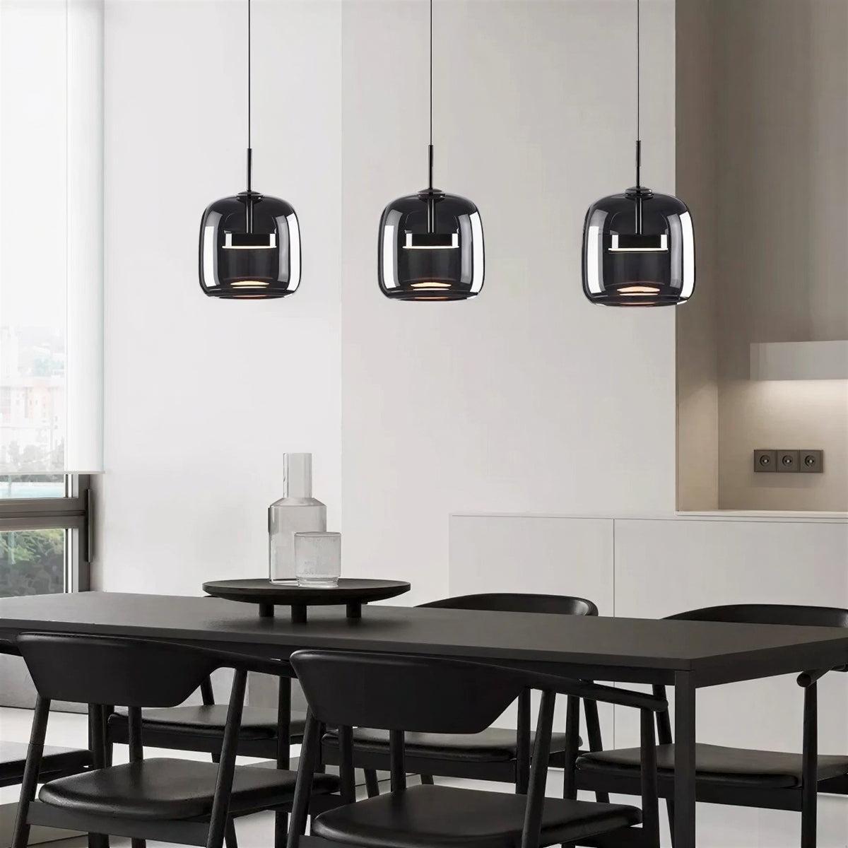 Modern Minimalist Glass Pendant Ceiling Light With Adjustable Height Hanging