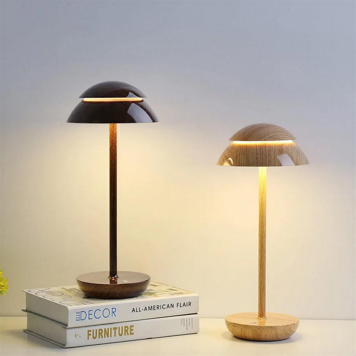 Modern Mushroom Shaped Table Lamp With Rechargeable Battery Operation