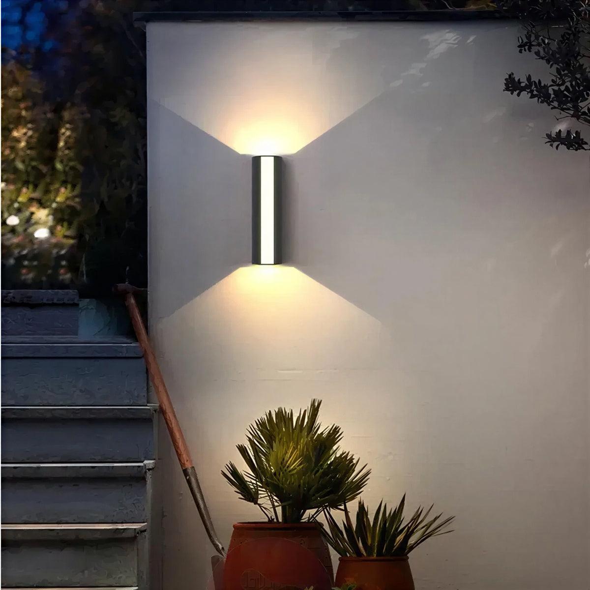 Modern Outdoor Tube Wall Light With Up Down Illumination