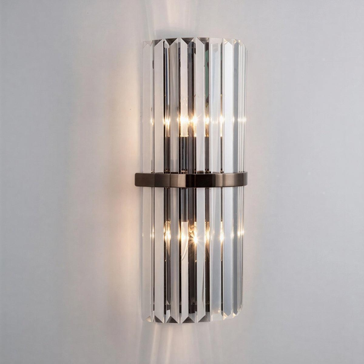 Modern Polished Prismatic Wall Light With Crystal Cage