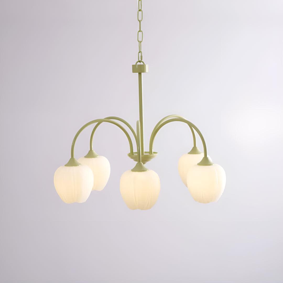 Modern Tulip Floral Ceiling Light Chandelier With Multiple Glass Shades