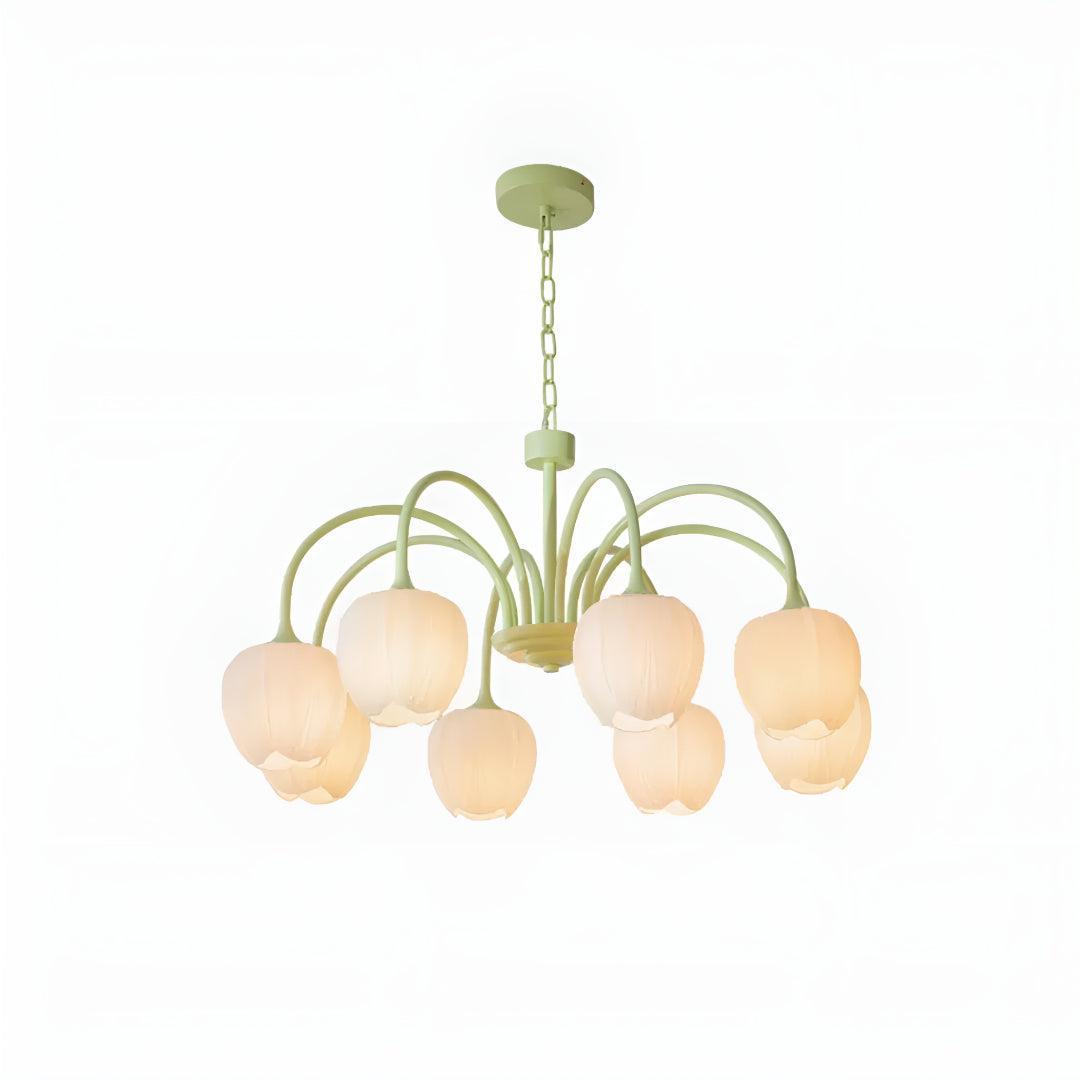 Modern Tulip Floral Ceiling Light Chandelier With Multiple Glass Shades