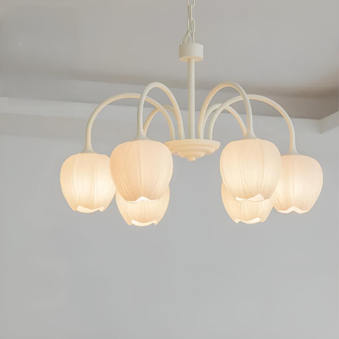 Modern Tulip Floral Ceiling Light Chandelier With Multiple Glass Shades