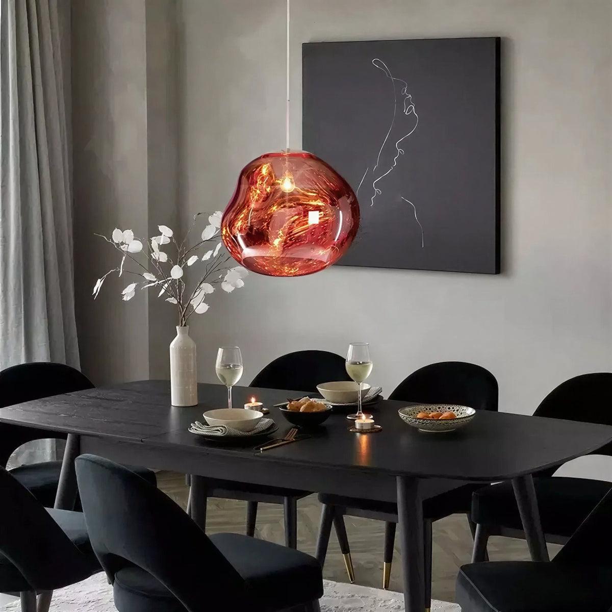Molten Lava Fused Glass Pendant Ceiling Light With Sculptural Organic Blown Design