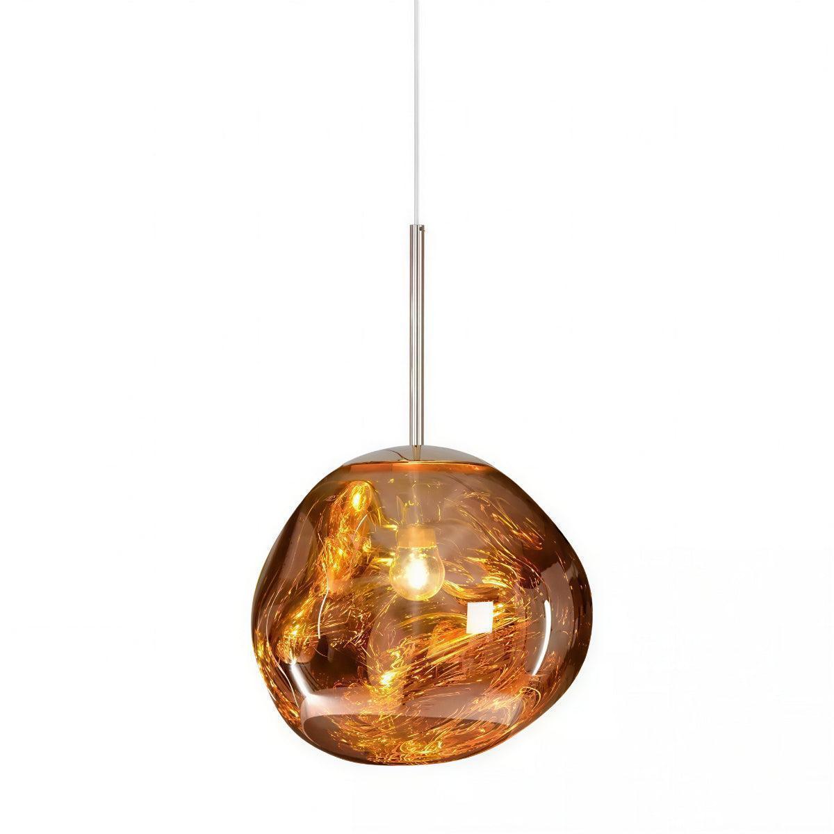 Molten Lava Fused Glass Pendant Ceiling Light With Sculptural Organic Blown Design