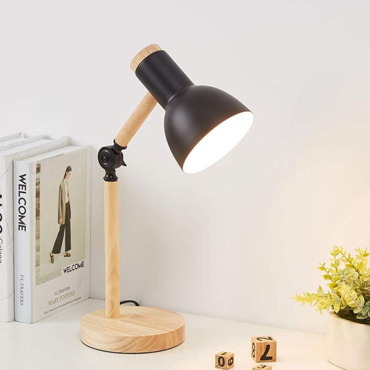Nordic Wooden Table Lamp With Adjustable Arm And Warm Ambient Glow