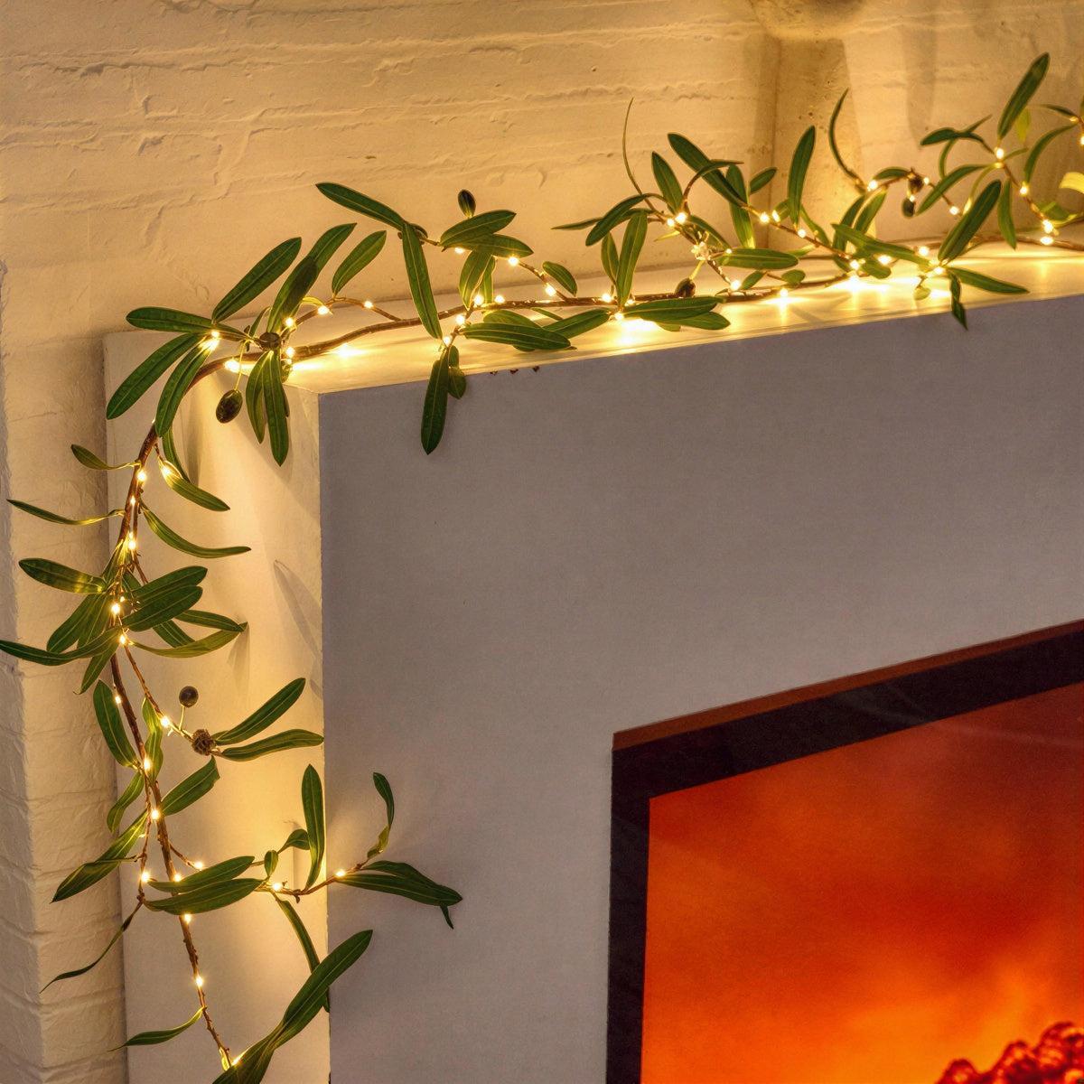Olive Branch Garland Fairy Lights For Aesthetic Room Decor