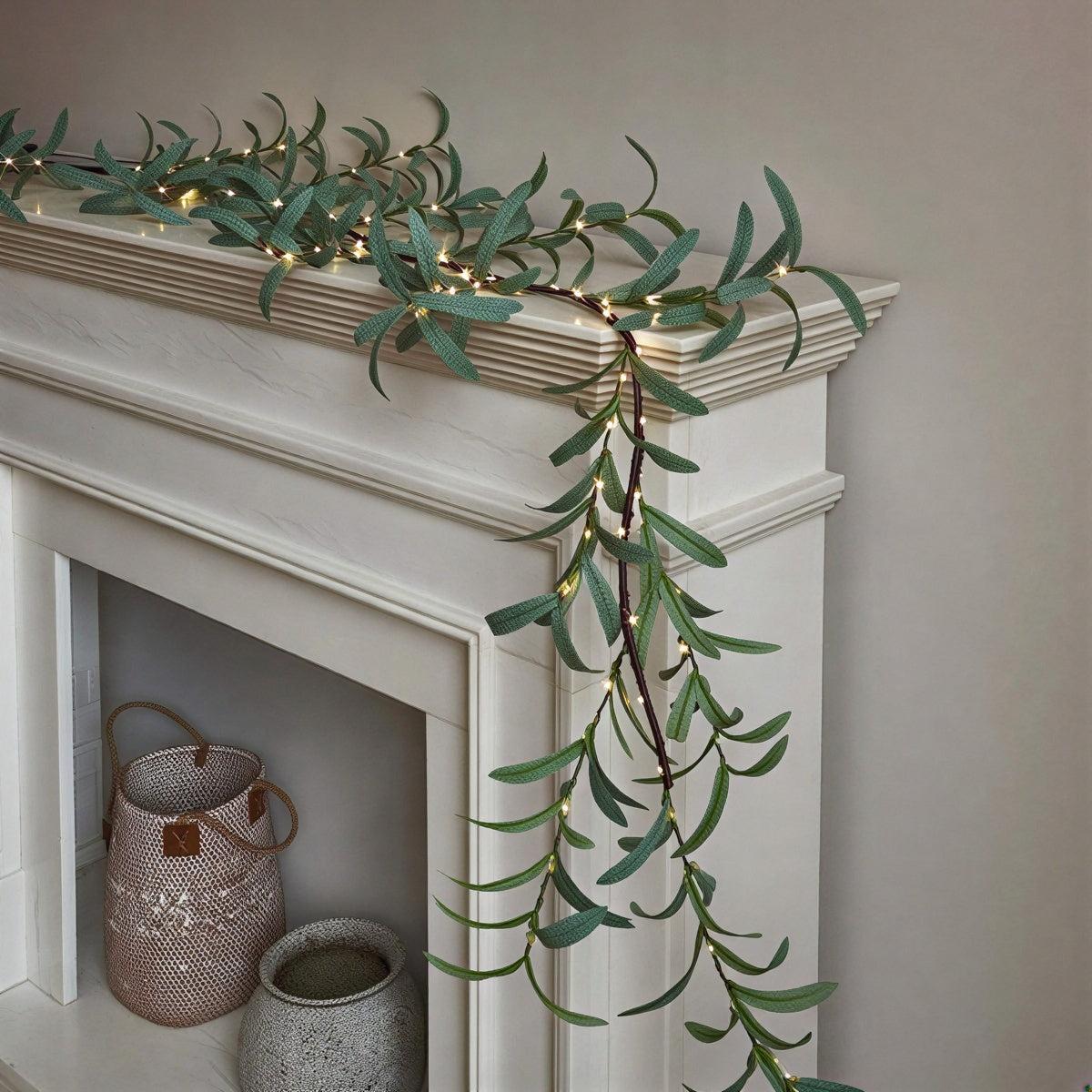 Olive Branch Garland Fairy Lights For Aesthetic Room Decor