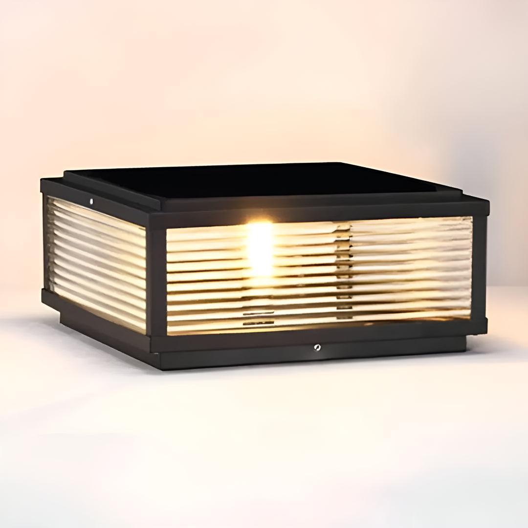 Outdoor Post Lights With Ribbed Glass Square Design