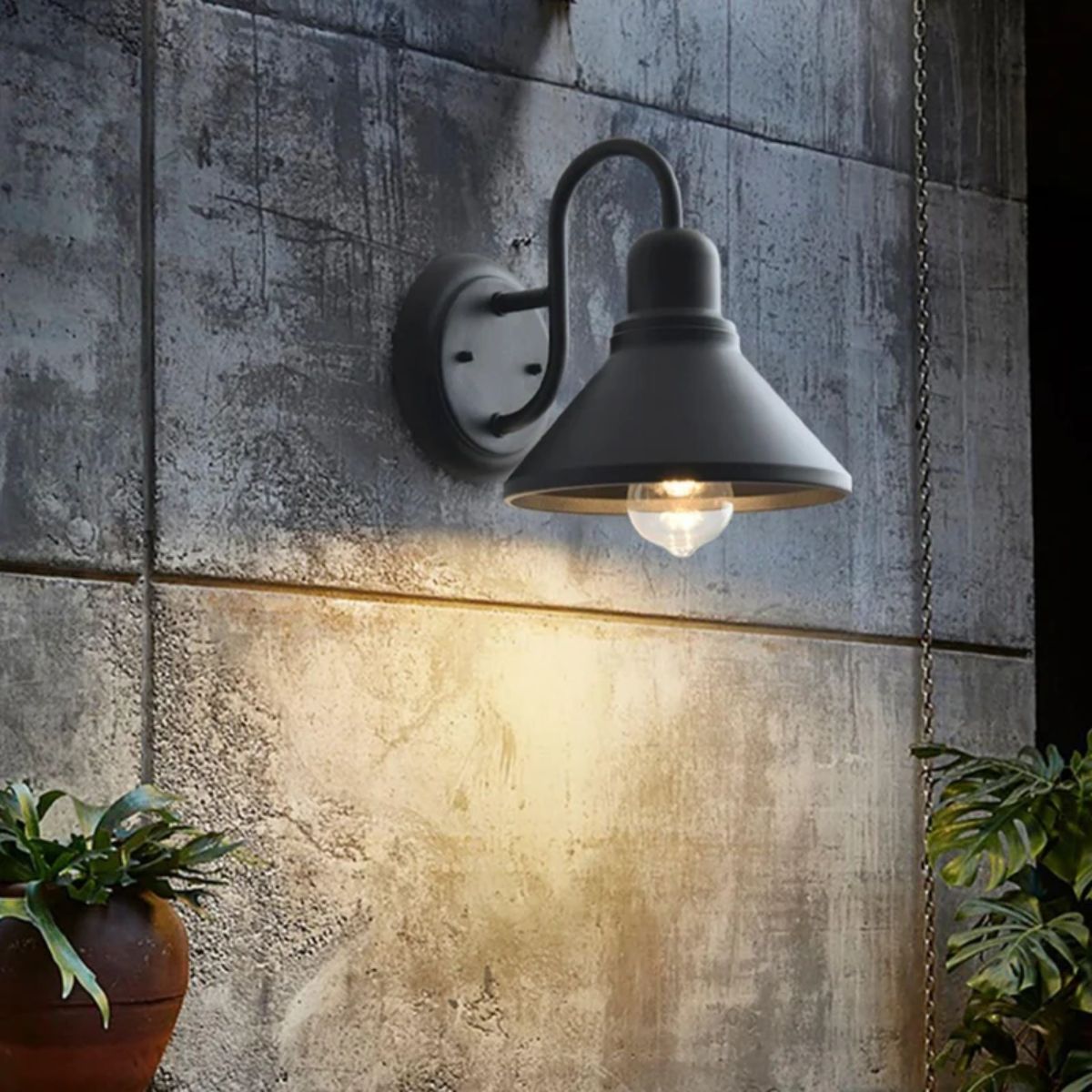 Outdoor Vintage Barn Wall Lantern With Gooseneck Arm Shade