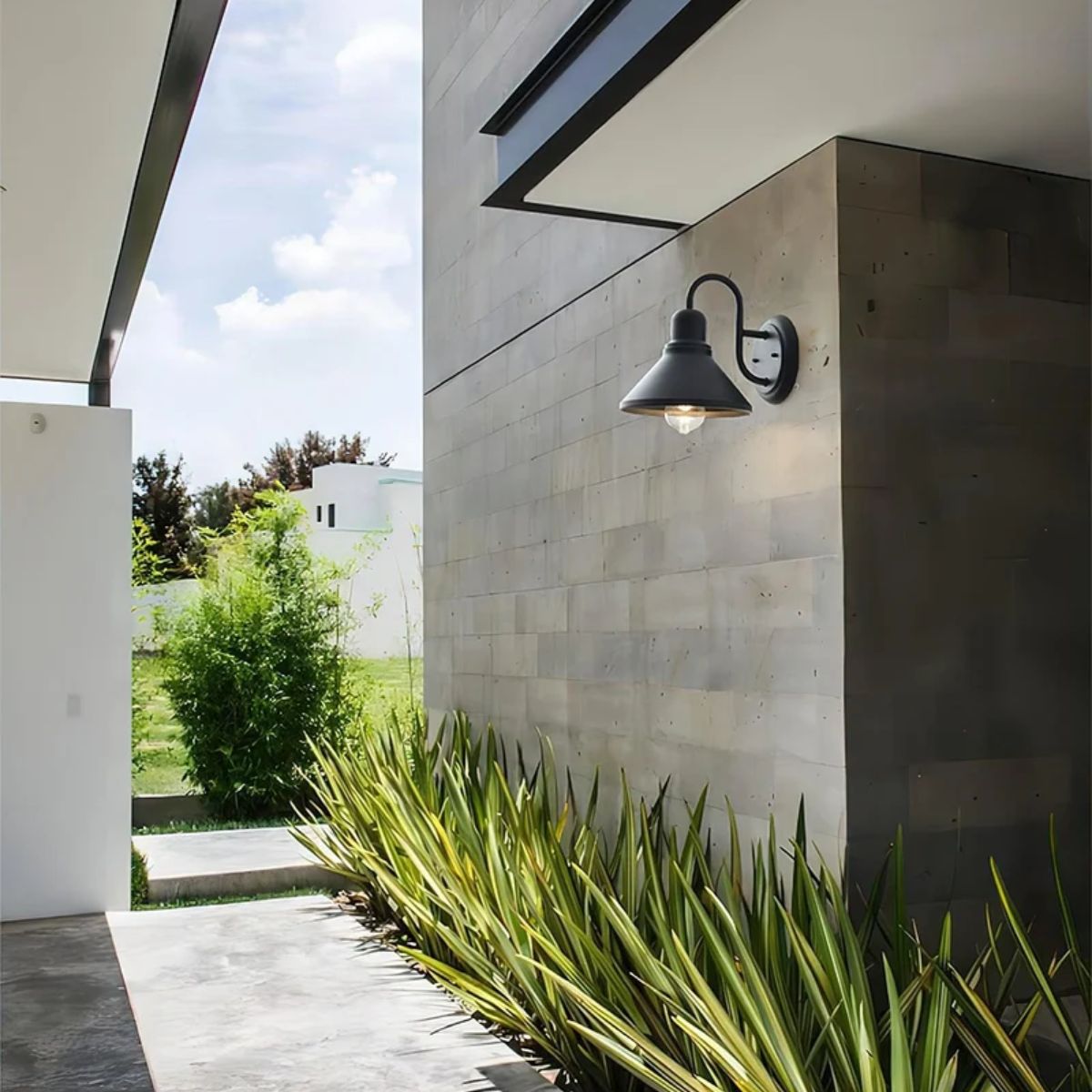 Outdoor Vintage Barn Wall Lantern With Gooseneck Arm Shade
