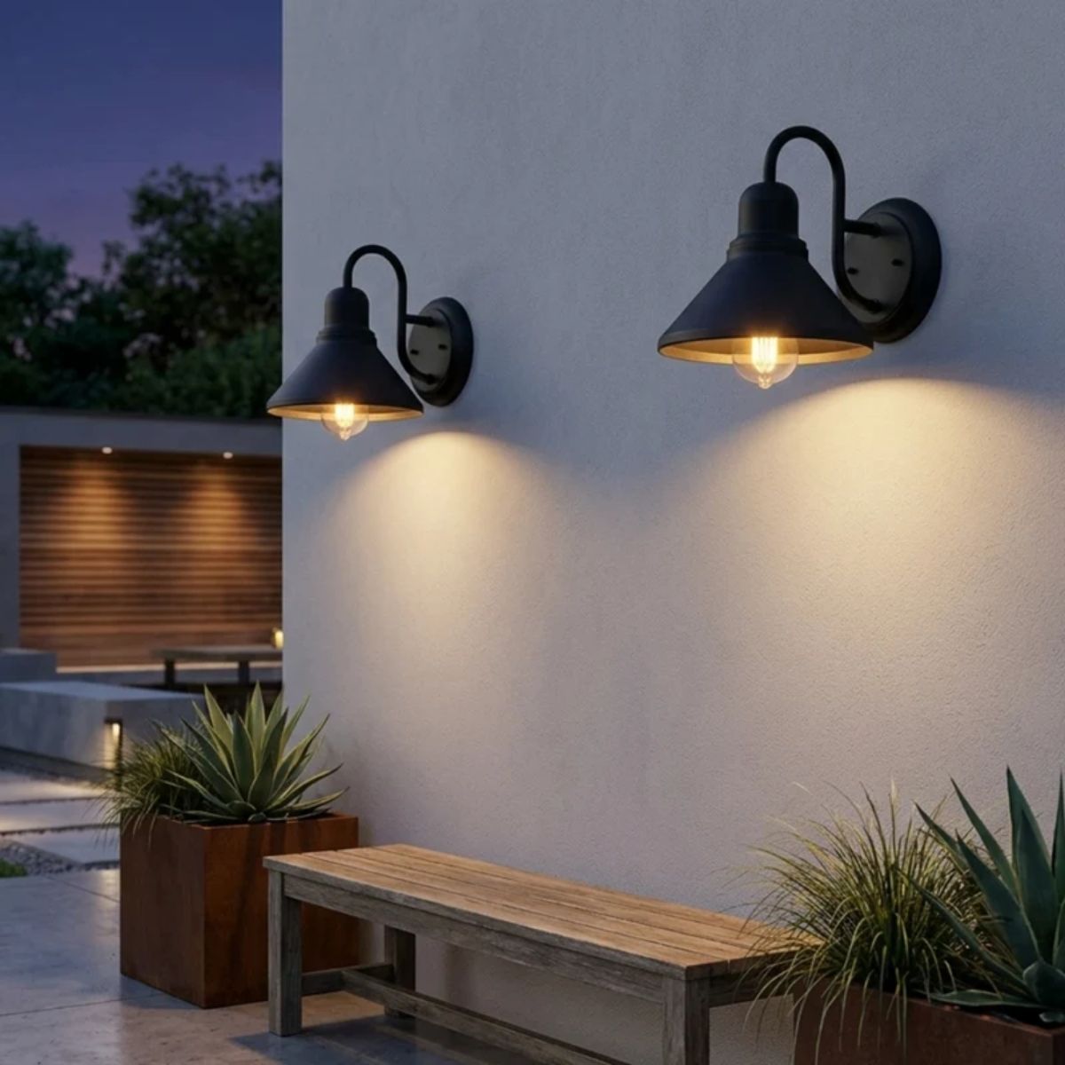 Outdoor Vintage Barn Wall Lantern With Gooseneck Arm Shade