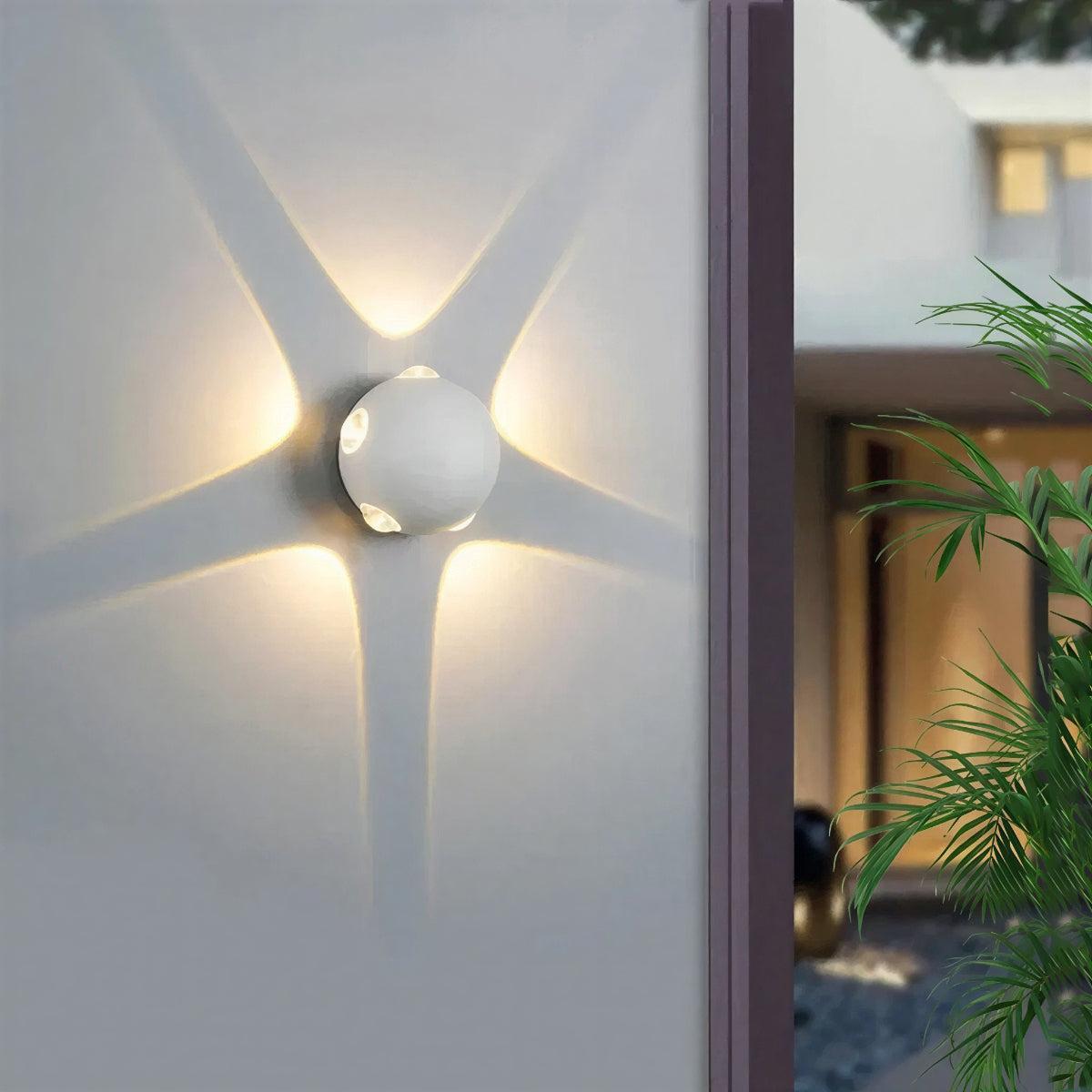 Outdoor Wall Light With Multi Beam Starburst And Geometric Pattern Effect
