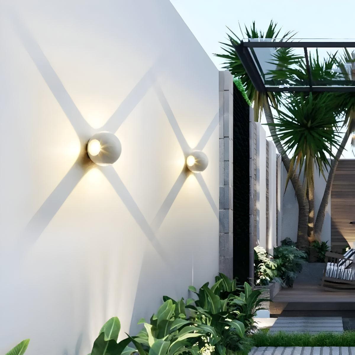 Outdoor Wall Light With Multi Beam Starburst And Geometric Pattern Effect