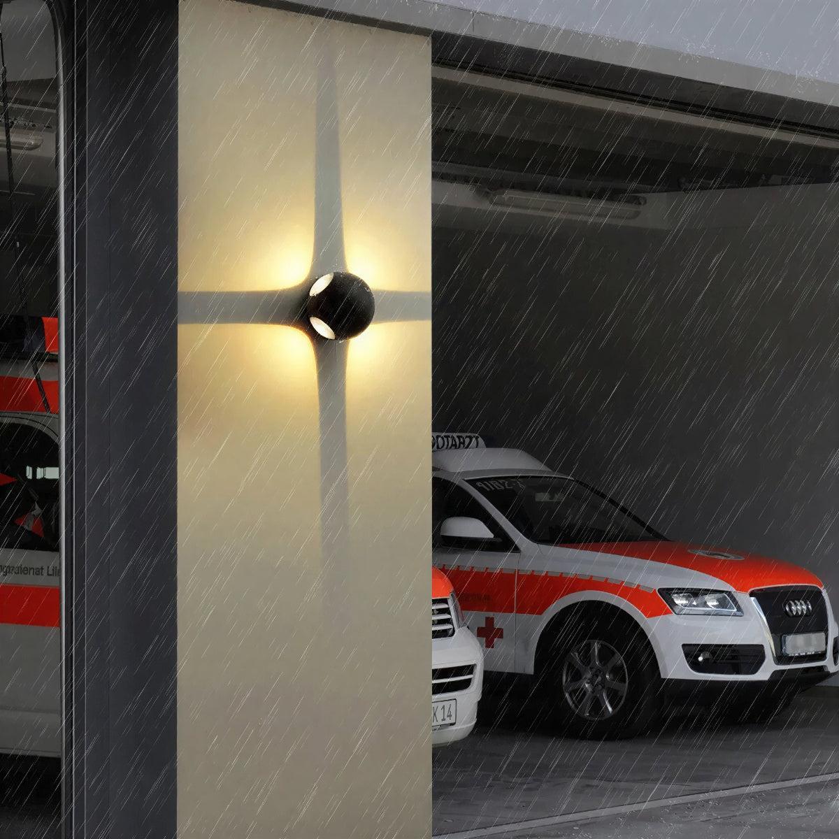 Outdoor Wall Light With Multi Beam Starburst And Geometric Pattern Effect