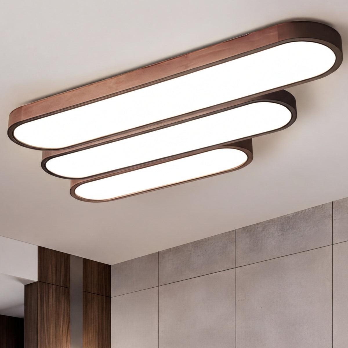 Oval Shaped Flush Mount Ceiling Light With Modern LED Linear Design