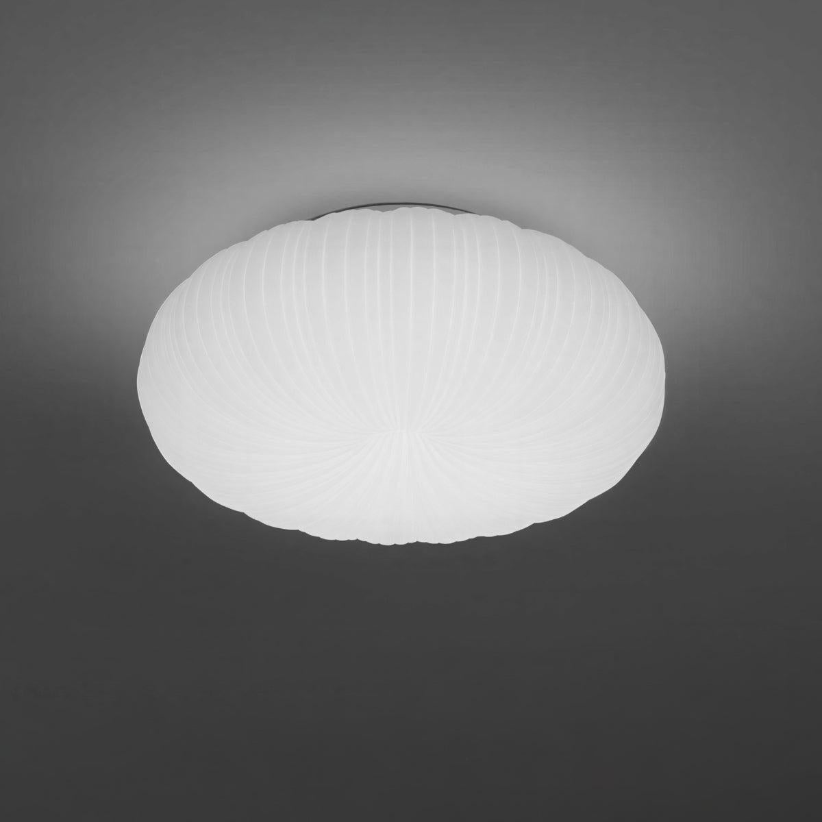 Pleated Radial Donut LED Flush Mount Ceiling Light With Dimmable Function And Remote Control