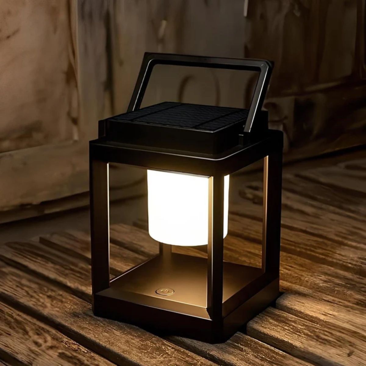Portable Outdoor Solar Powered Lantern With Hollow Cube Design