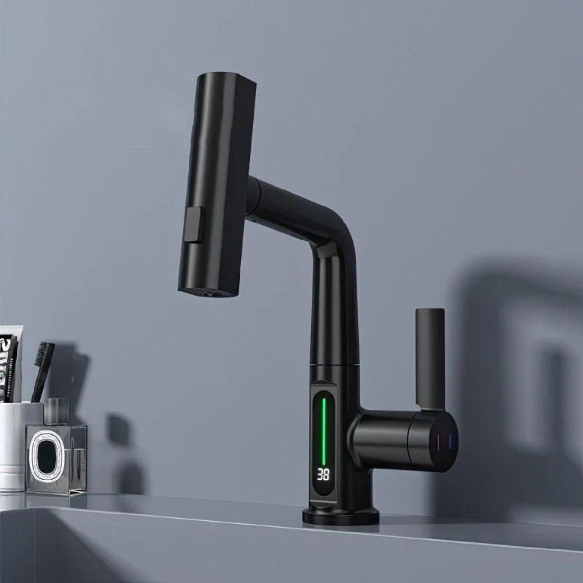 Pull Out Kitchen Mixer Tap With Temperature Display