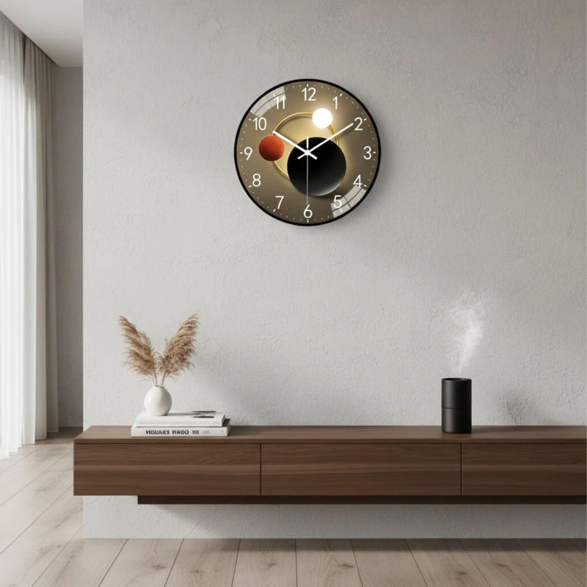 Quiet Modern Wall Clock With Luminous Glass Face Design