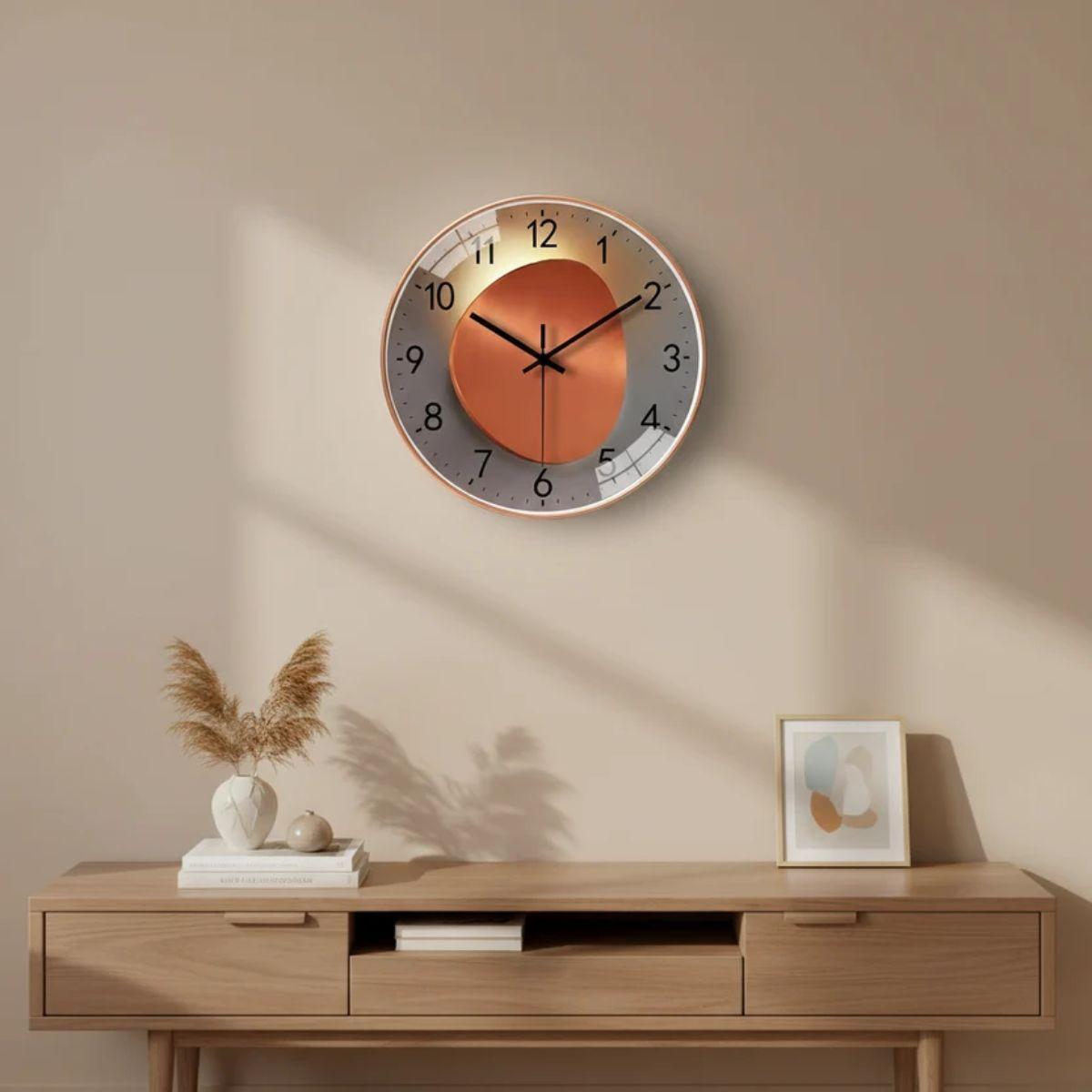 Quiet Modern Wall Clock With Luminous Glass Face Design