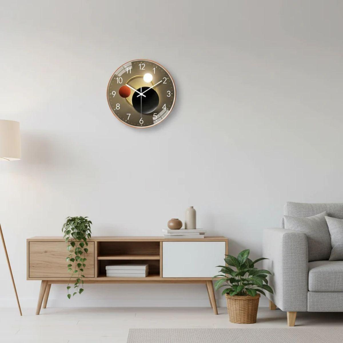 Quiet Modern Wall Clock With Luminous Glass Face Design