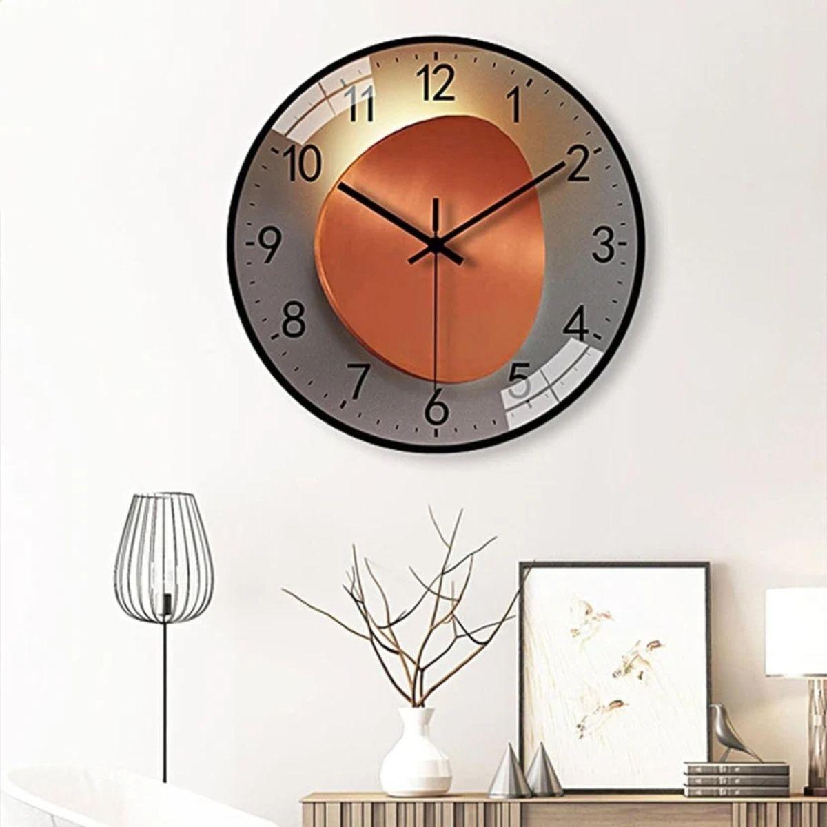 Quiet Modern Wall Clock With Luminous Glass Face Design
