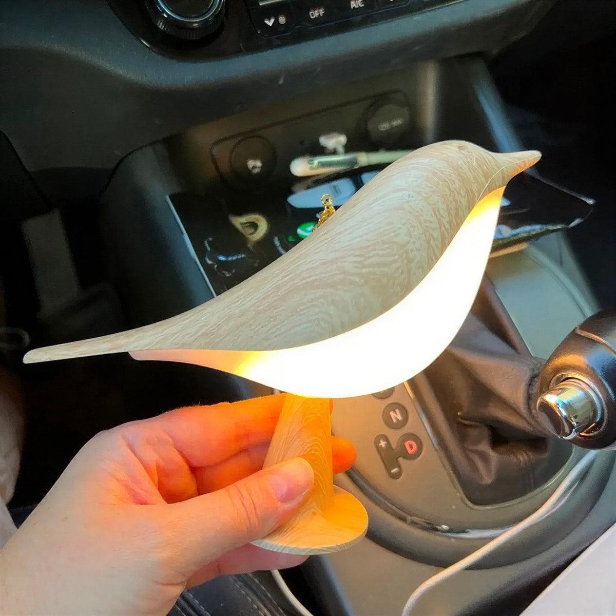 Rechargeable Bird Styled Wooden Table Lamp With Battery Operation And Touch Control