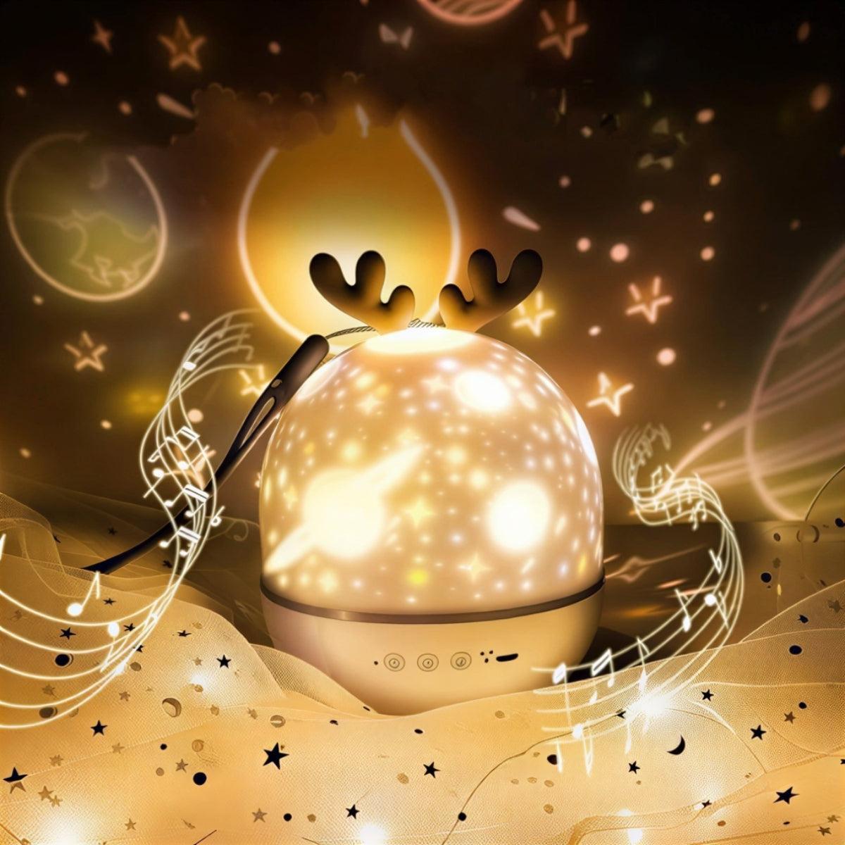 Reindeer Galaxy Star Projector Night Light With Rotating Music Effects
