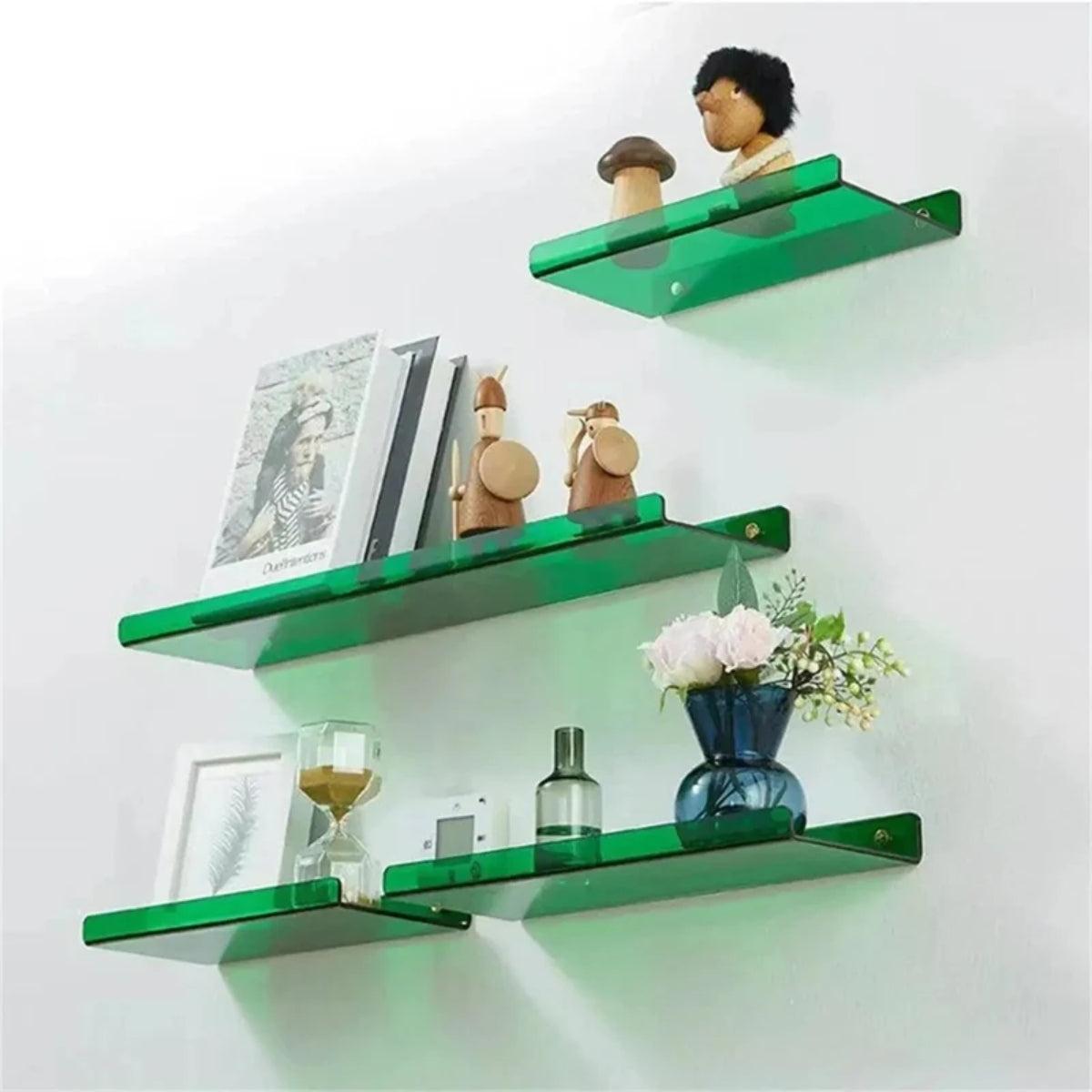 Retro Acrylic Floating Wall Shelf For Home Storage And Display