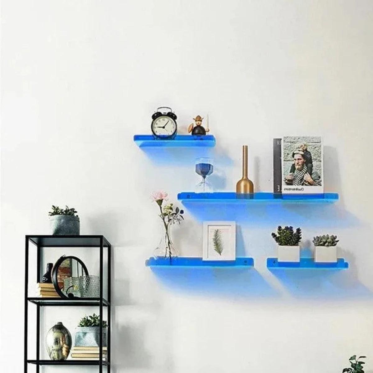 Retro Acrylic Floating Wall Shelf For Home Storage And Display