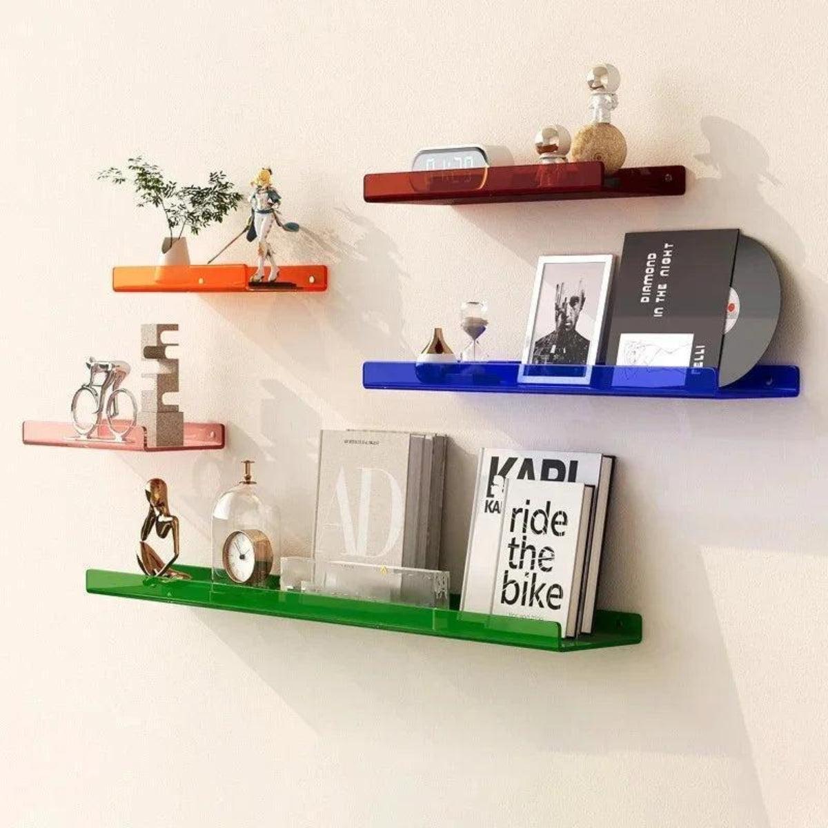Retro Acrylic Floating Wall Shelf For Home Storage And Display