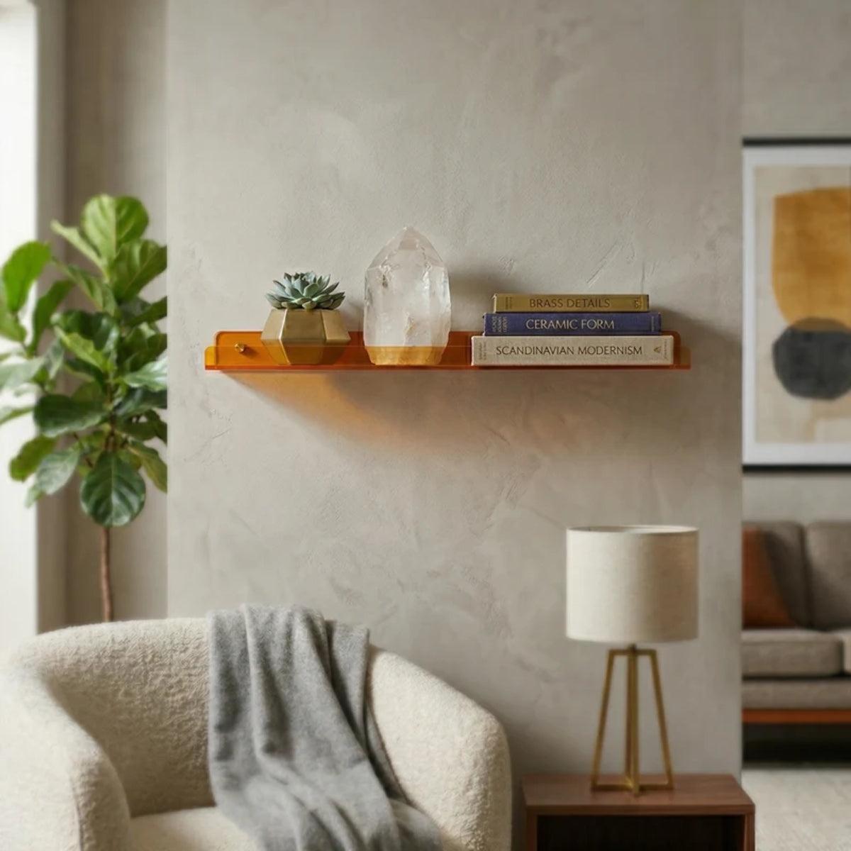Retro Acrylic Floating Wall Shelf For Home Storage And Display
