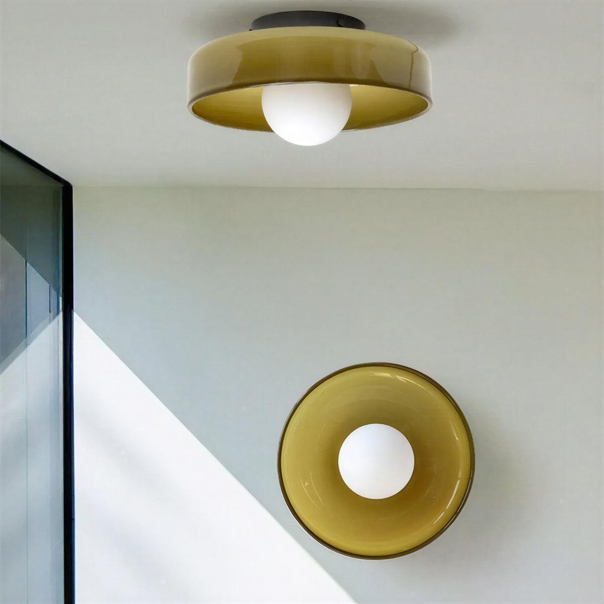 Round Flush Mount Bauhaus Styled Ceiling Light With Ambient Glow